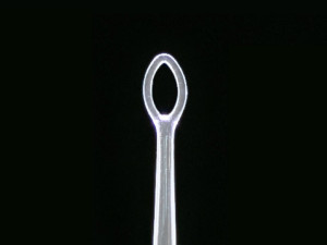 Close up of lighted ear curette tip
