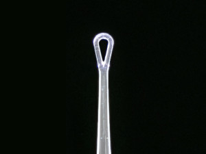 Close up of lighted ear curette tip